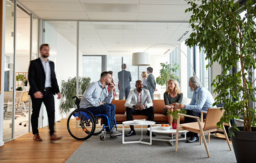 Diverse team having a casual conversation