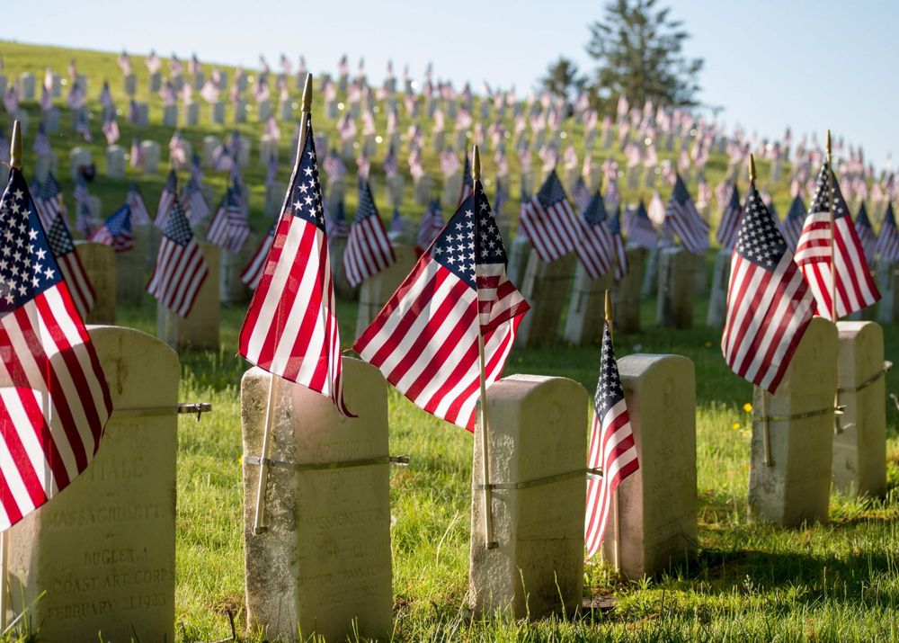 American Flags on Headstones