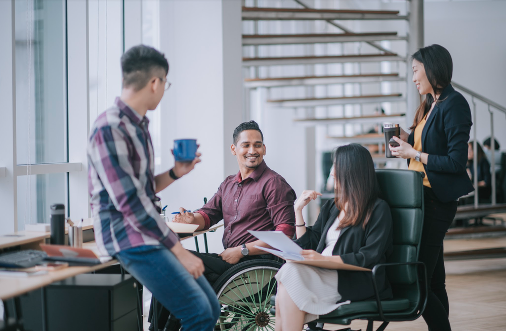 Team collaborating in an office space