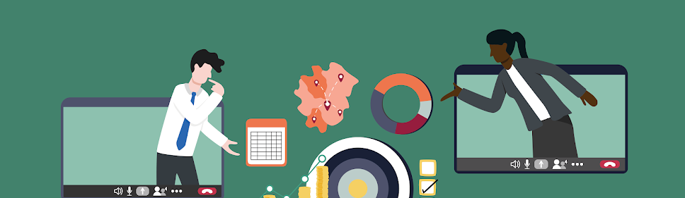 Graphic of a diverse remote team