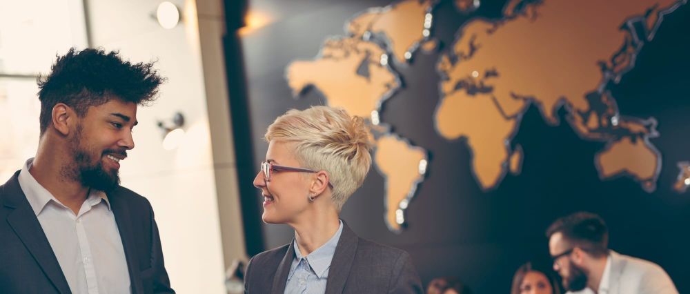 Inclusive leaders collaborating in an office setting