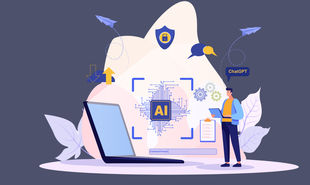 Graphic of a person using generative AI