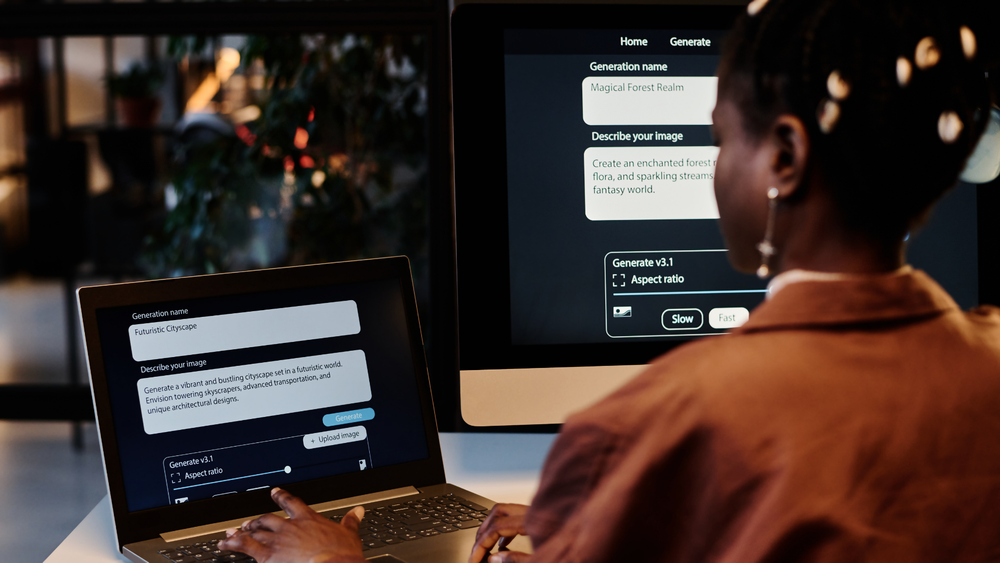 An employee uses AI to brainstor