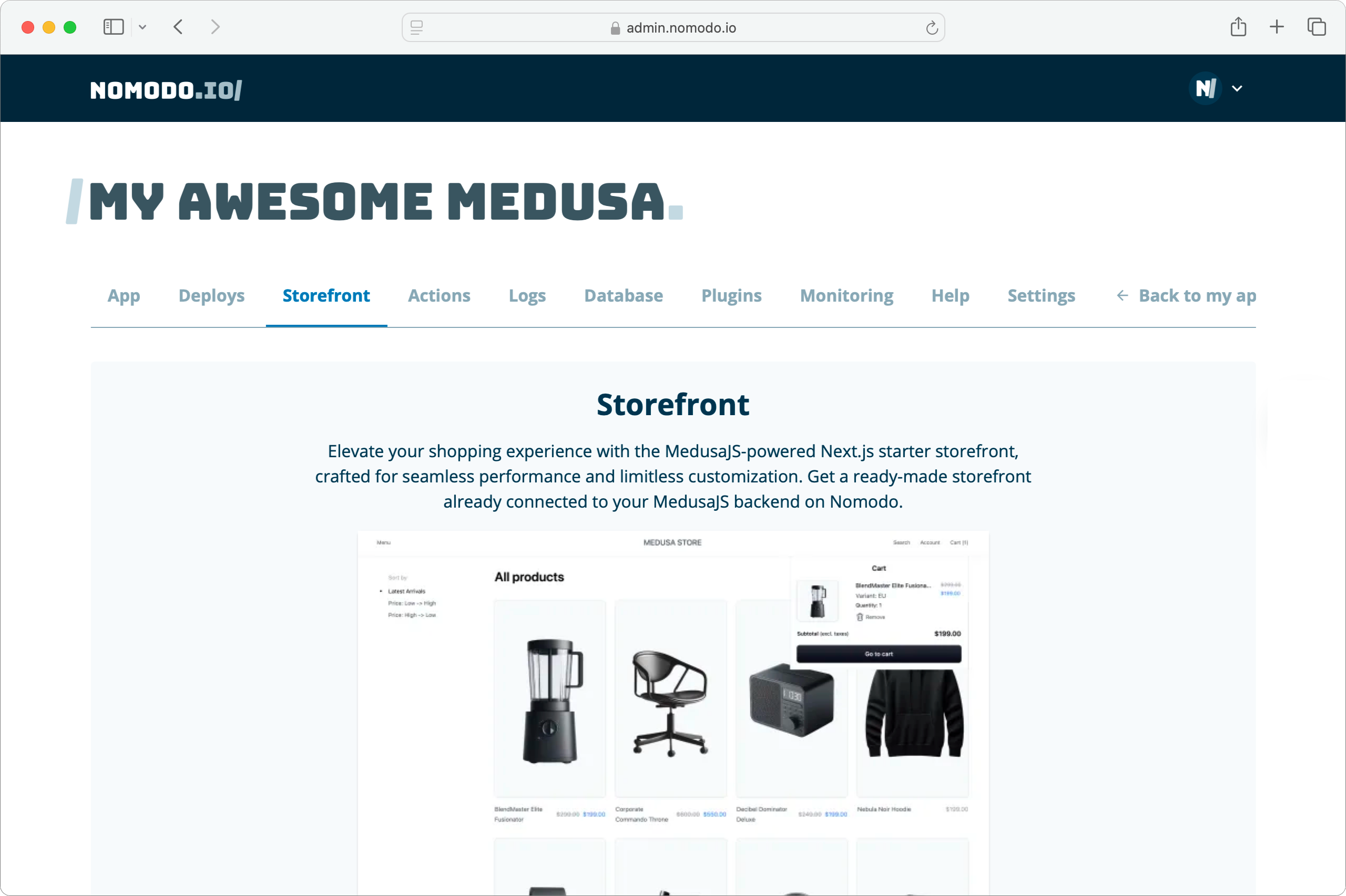 MedusaJS Storefront tab