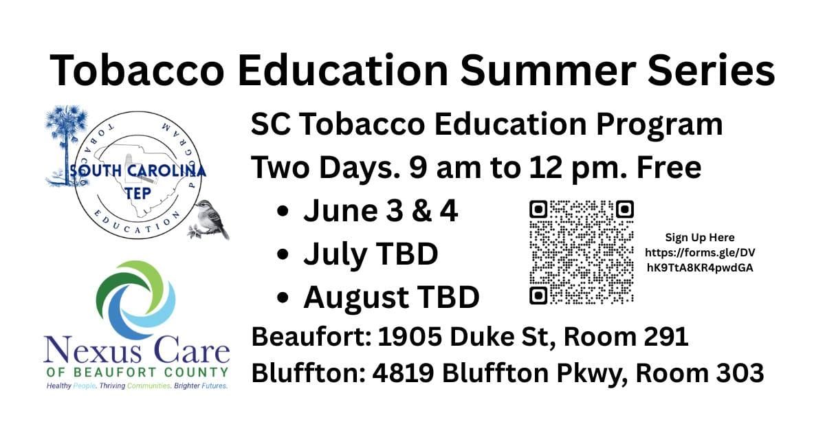 Free Summer Tobacco Education Program for Youth in Beaufort & Bluffton