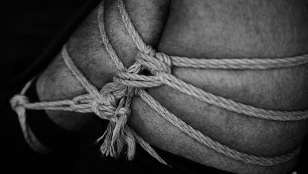 A leg with a shibari tie