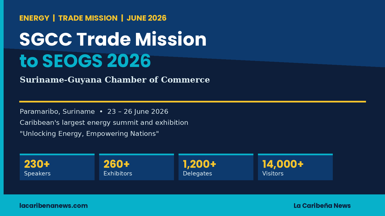 SGCC Trade Mission to SEOGS 2026: Suriname-Guyana Chamber Returns to Caribbean’s Largest Energy Summit