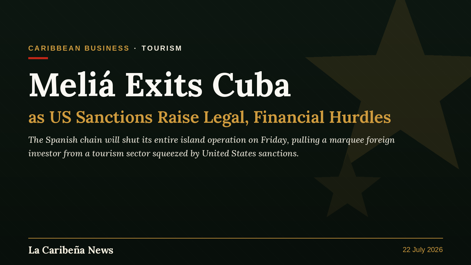 Meliá Exits Cuba as US Sanctions Raise Legal, Financial Hurdles