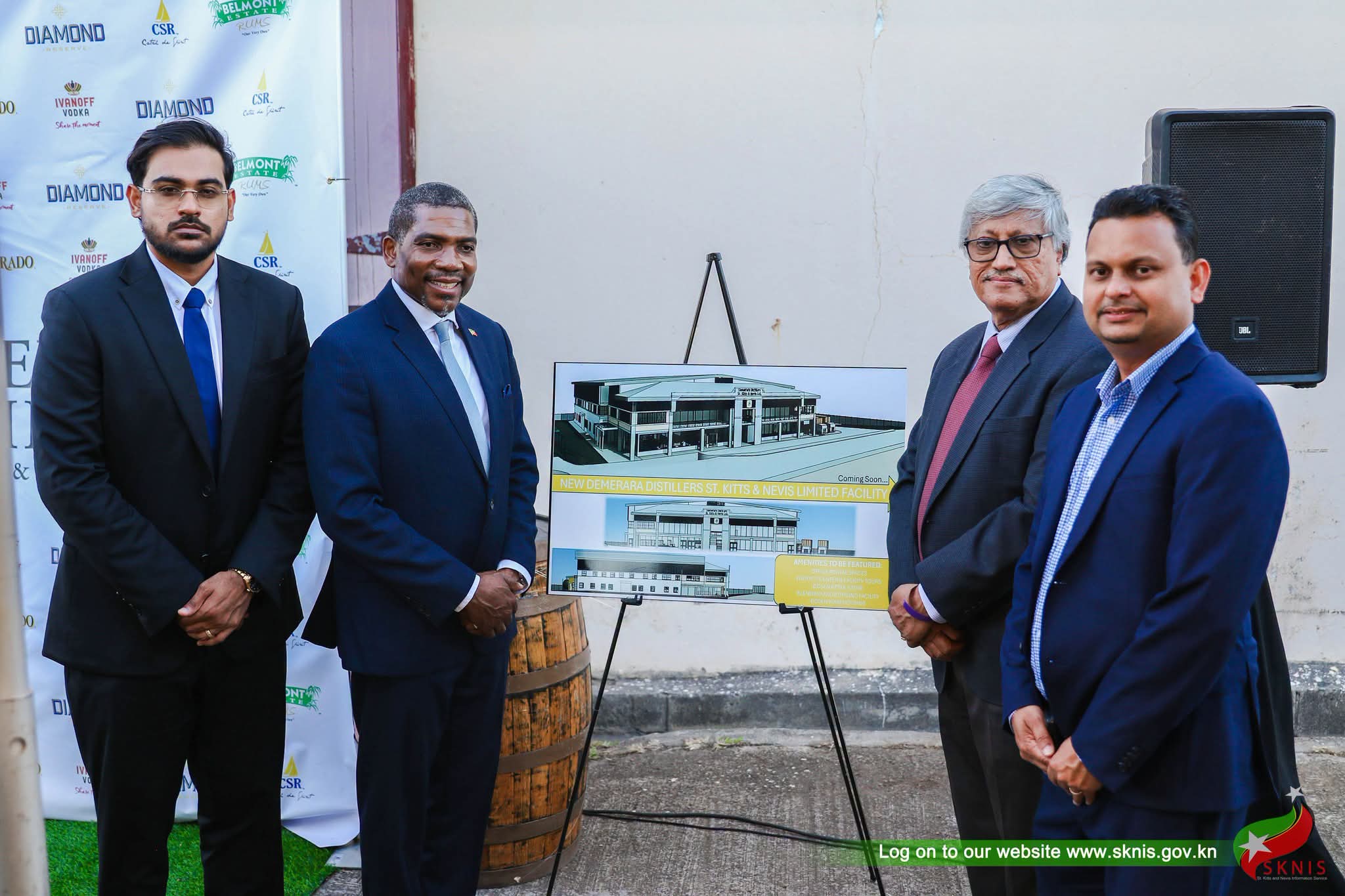 The architectural rendering unveiled at the ceremony, captioned "New Demerara Distillers St. Kitts & Nevis Limited Facility". It is the only published view of what the investment buys.