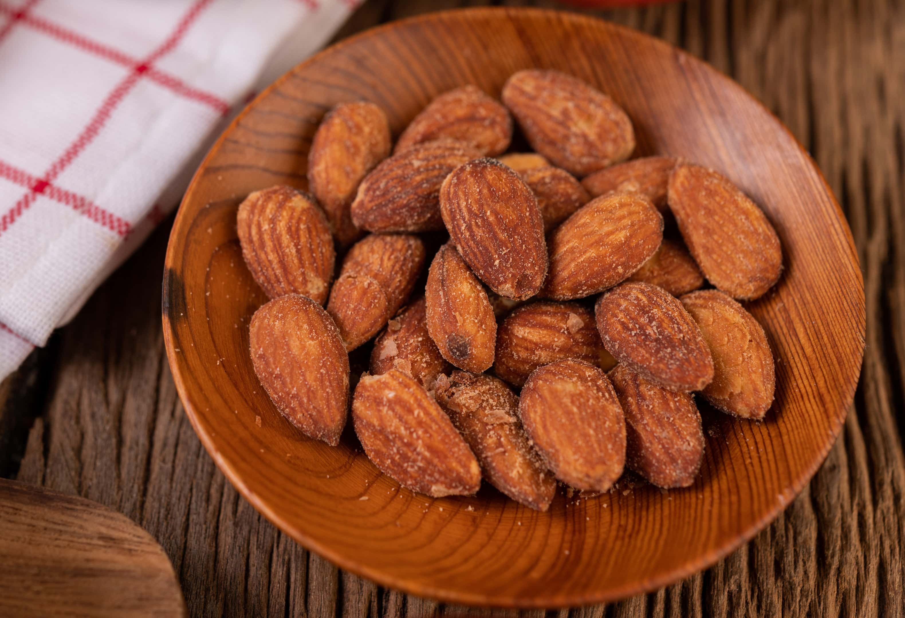 Tamari almonds roasted in a plate