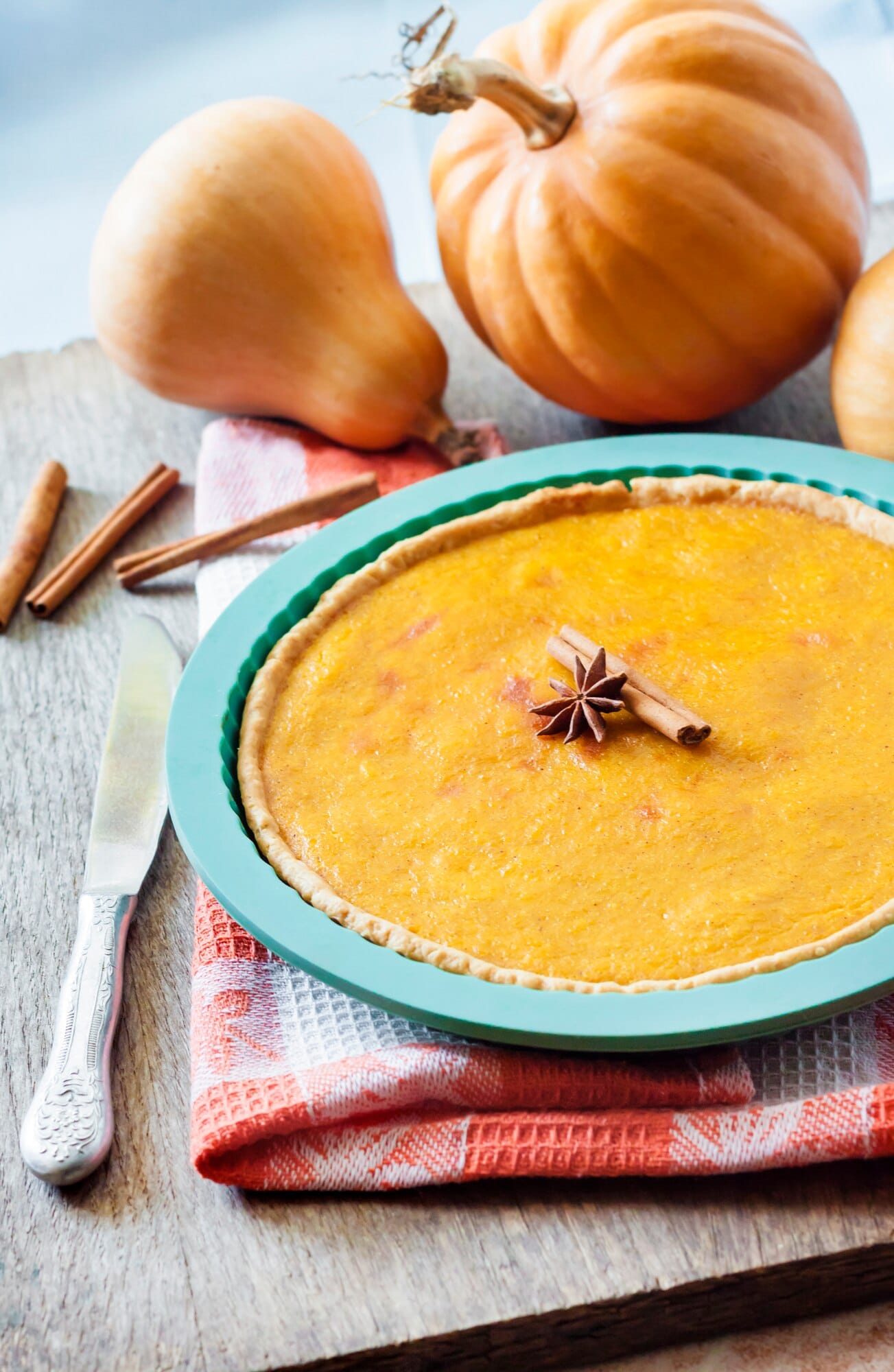 Bowl of apple and butternut squash soup, ready to serve