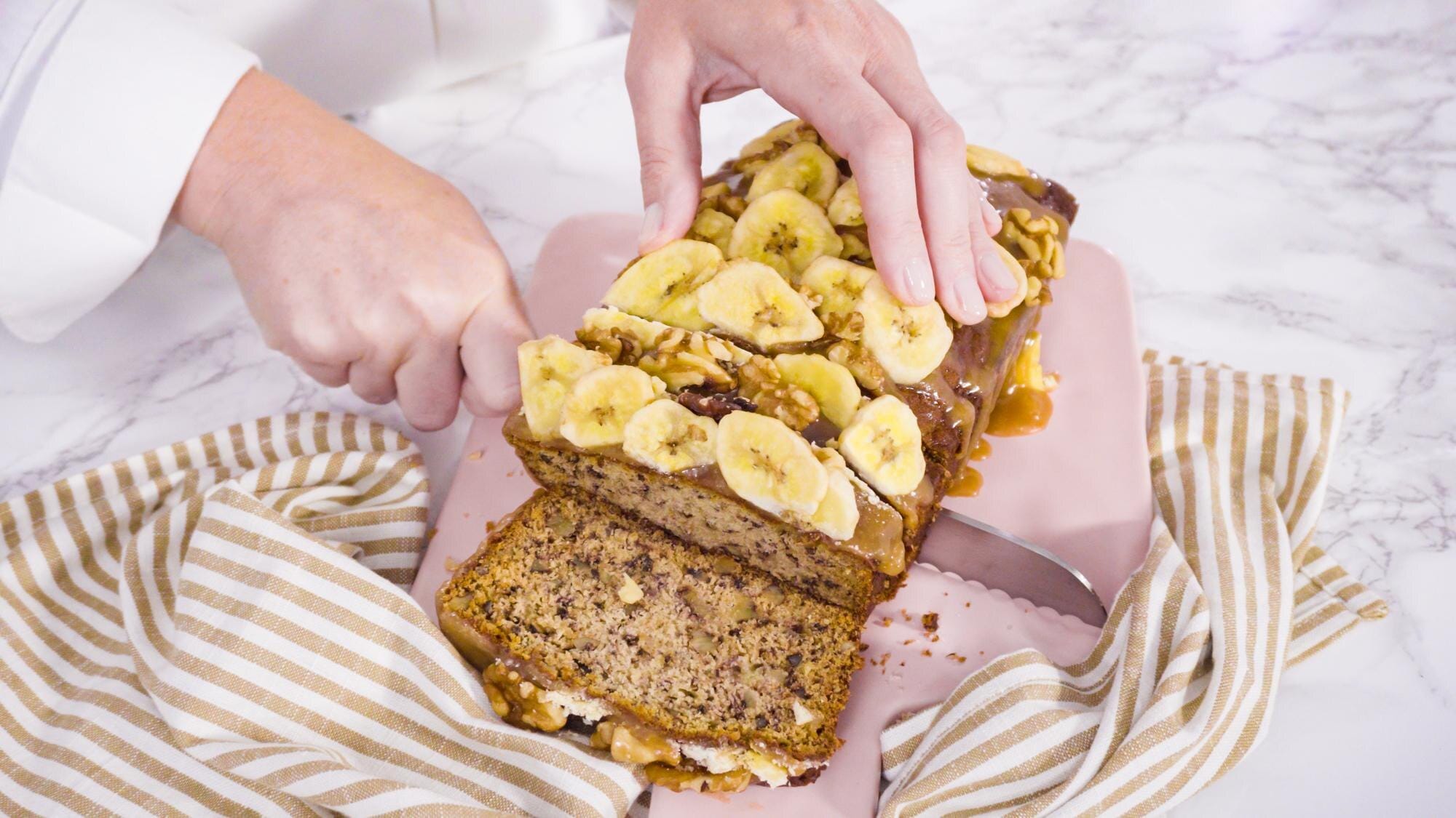Slicing banana bread