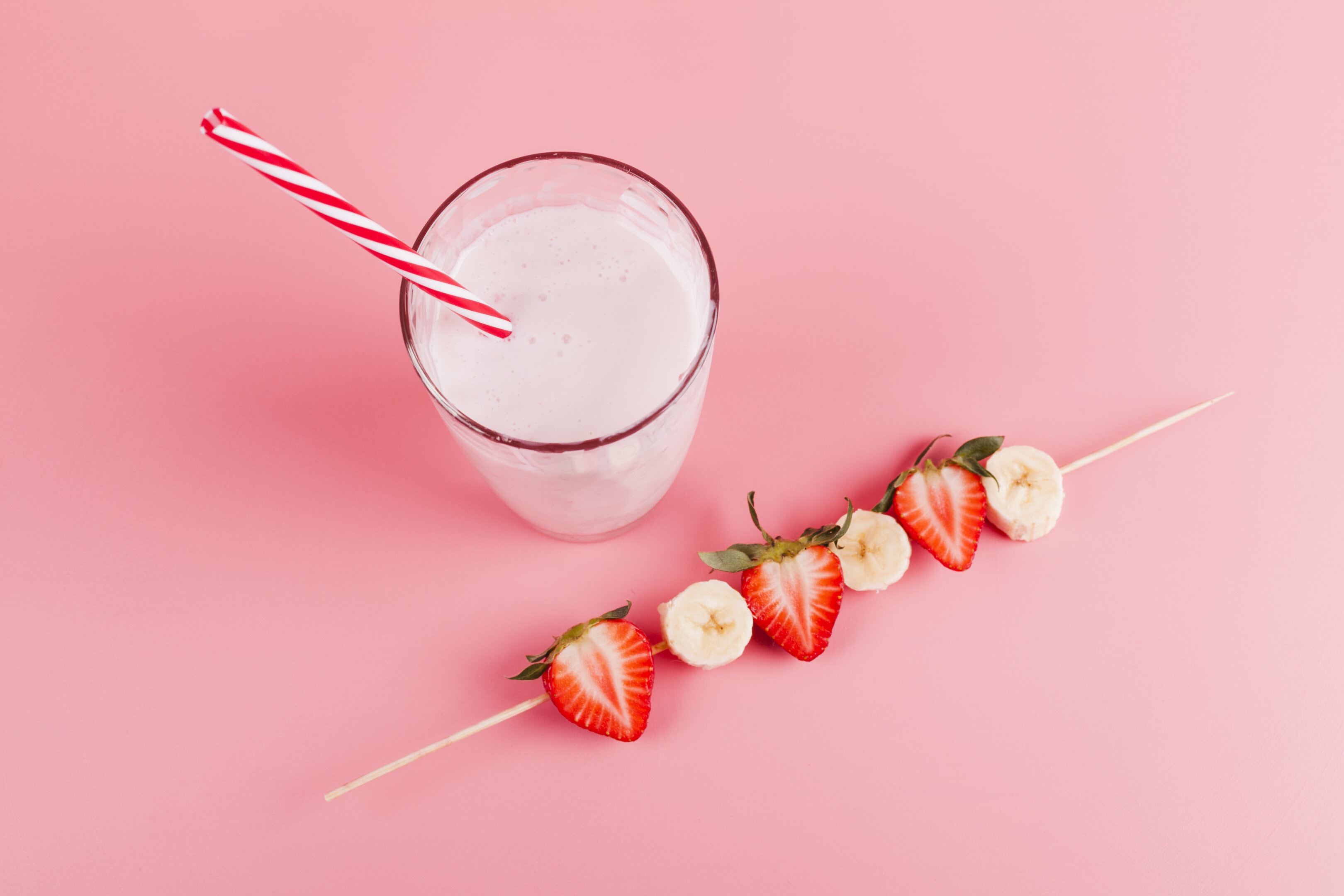 Bahama mama tropical smoothie with banana and strawberry