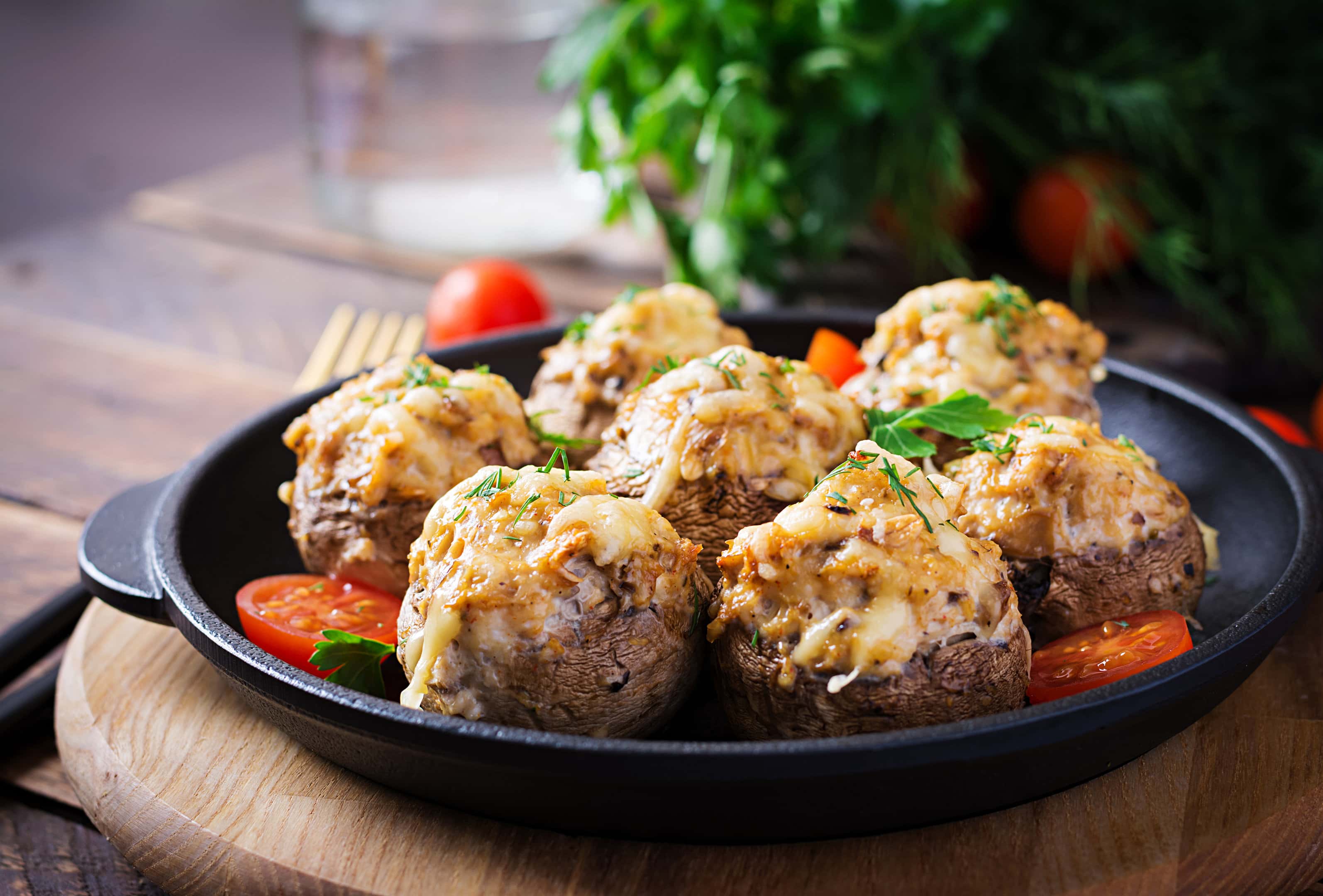 Baked Longhorn stuffed mushroom
