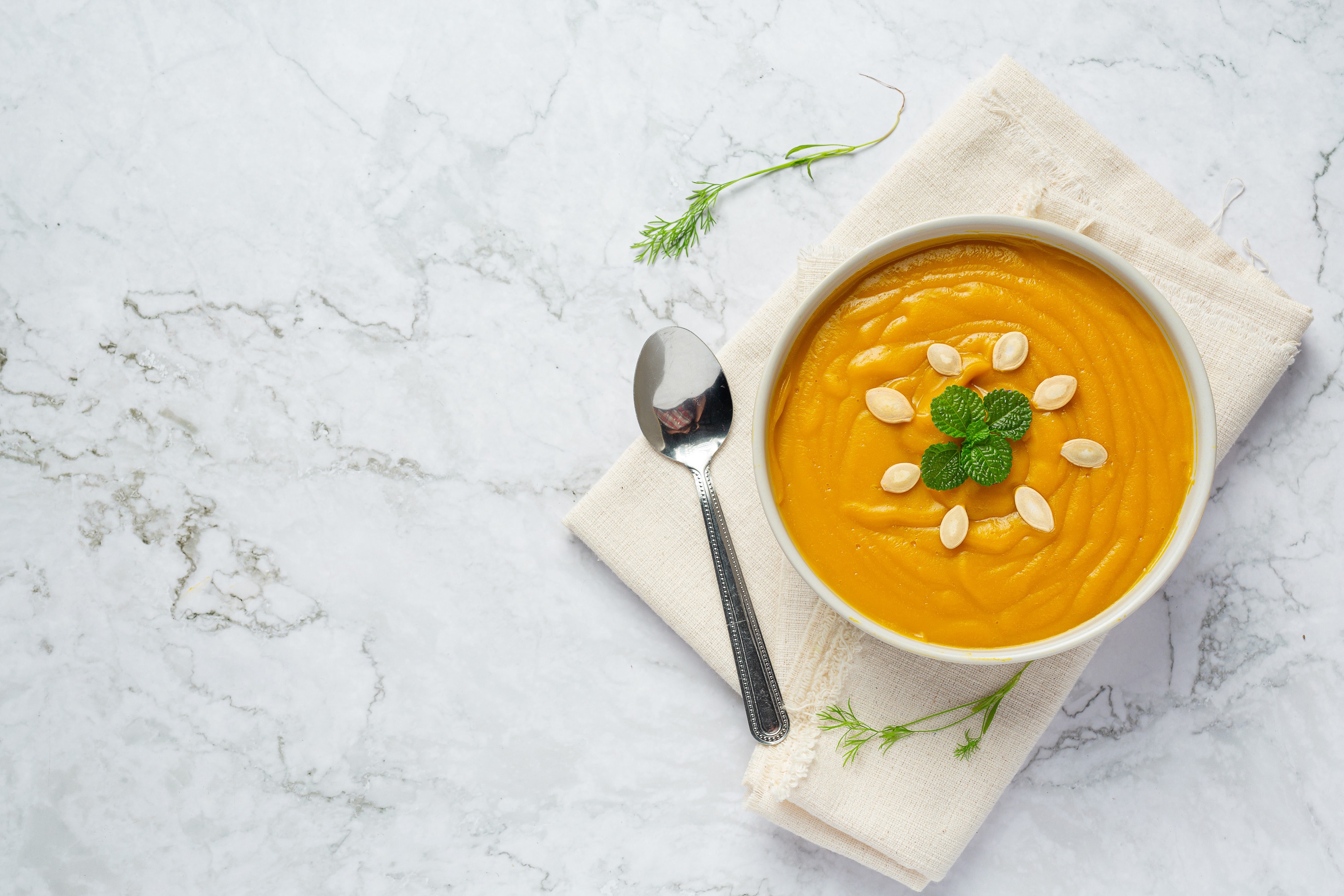 A bowl of pumpkin soup