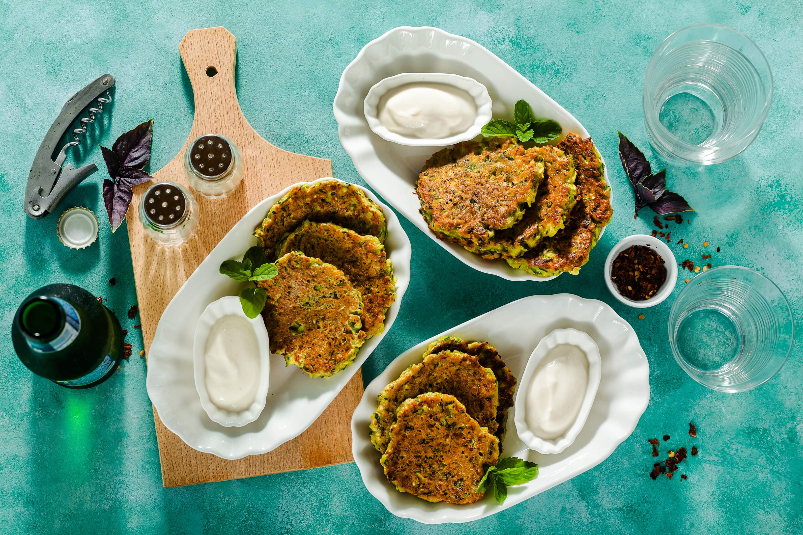 Chickpea flour pancakes with zucchini