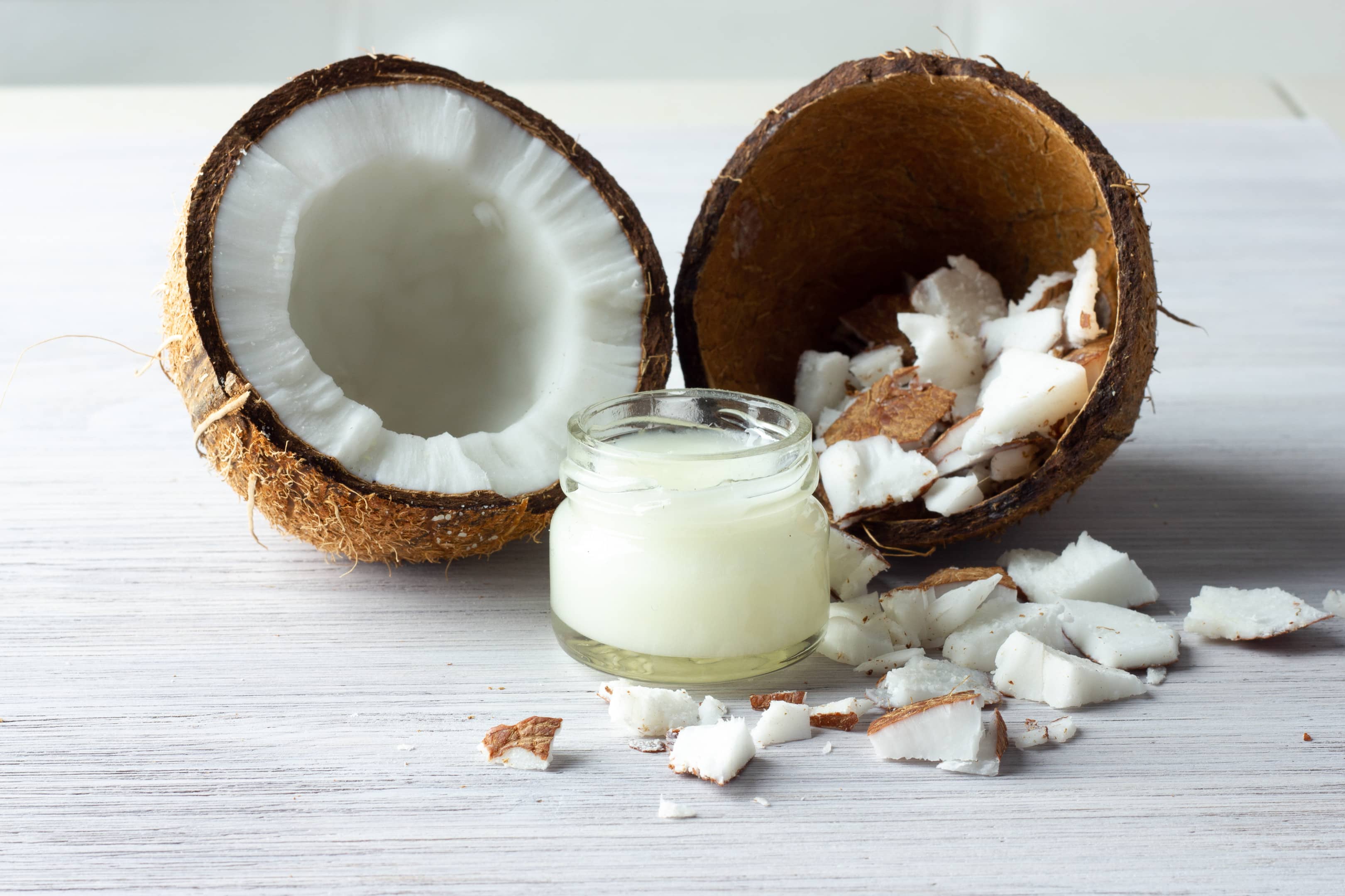 Coconut oil and fresh coconuts
