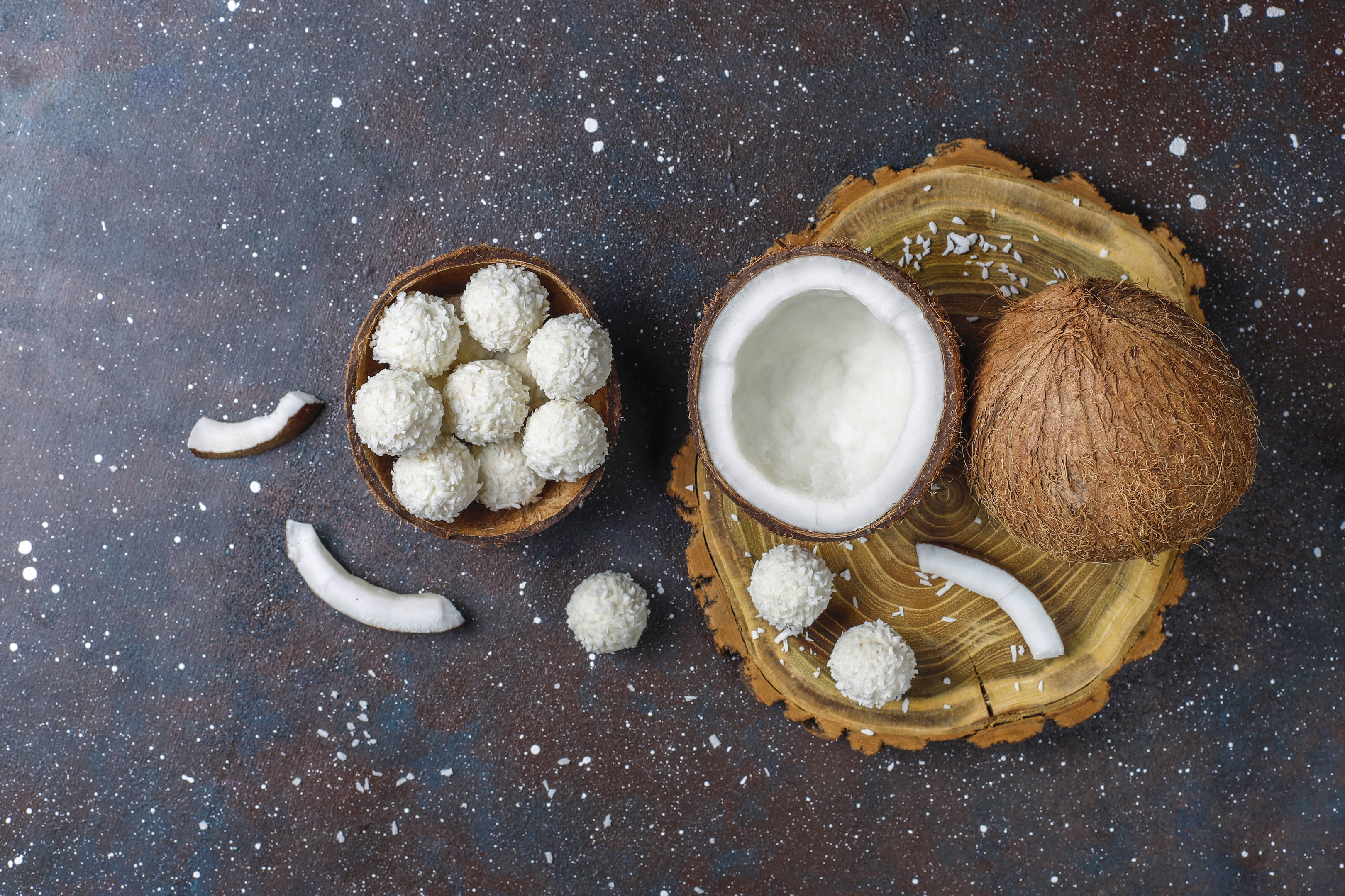 Coconut white chocolate truffles made with fresh coconut