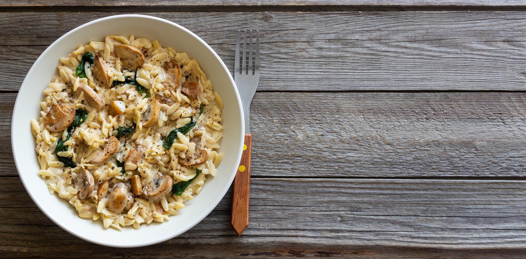 Creamy chicken orzo with butternut squash and spinach
