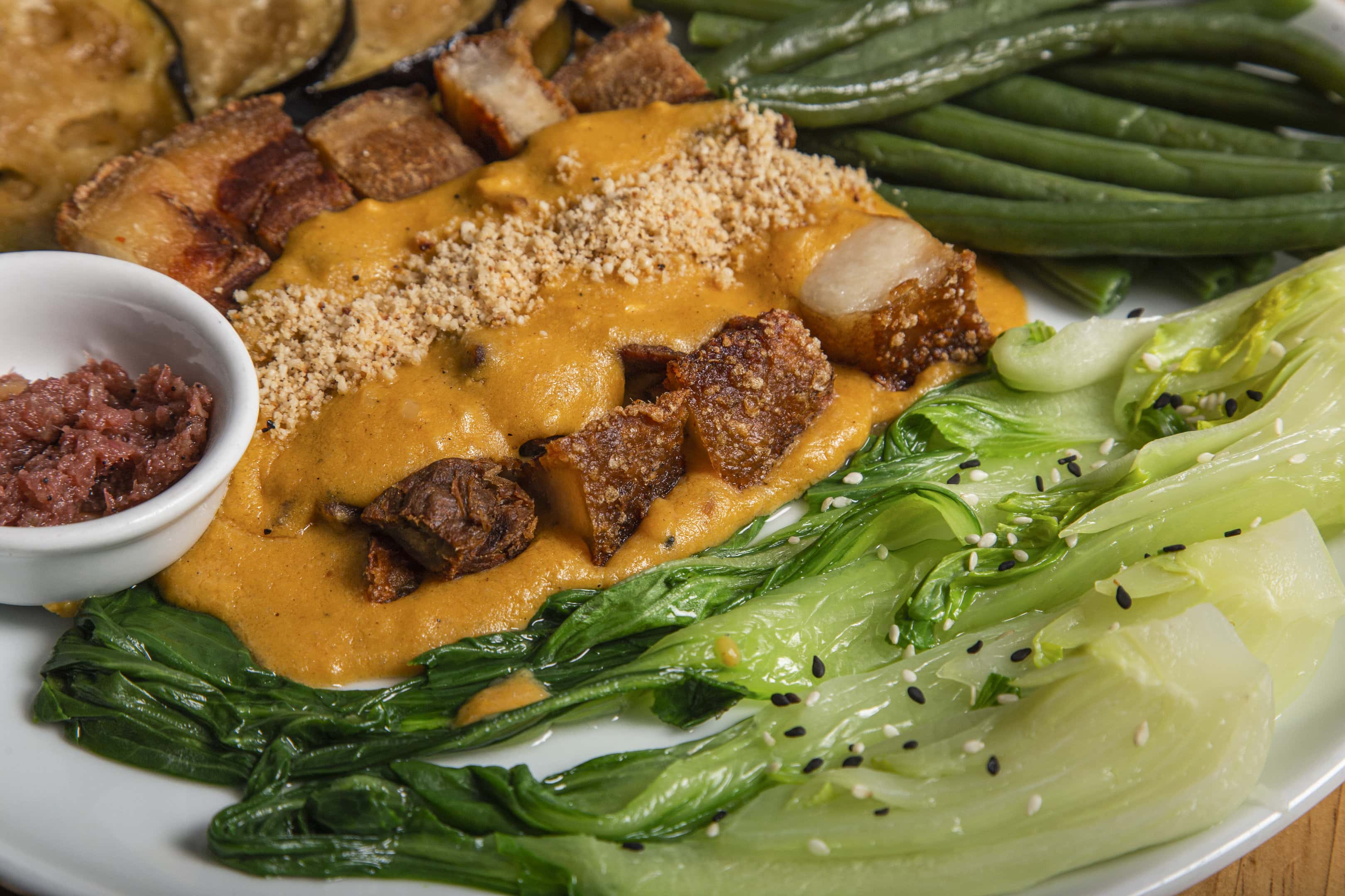 Crispy kare kare with vegetables