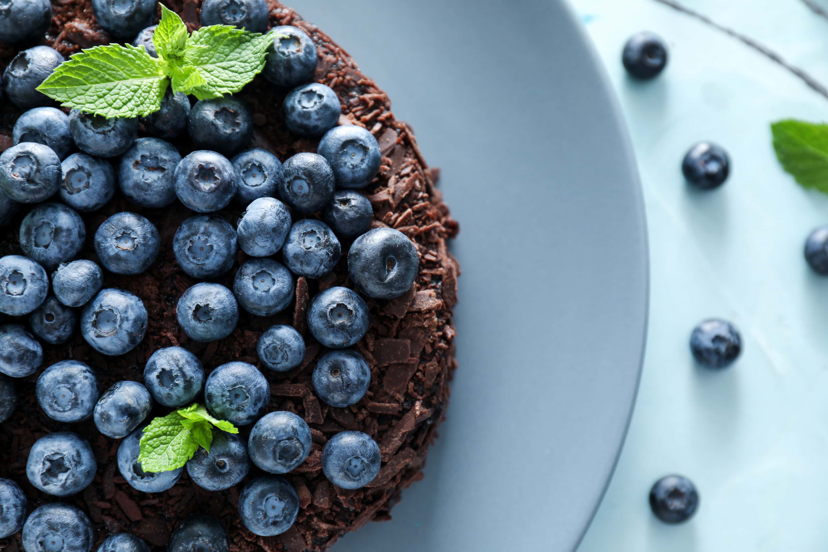 Delicious blueberry chocolate cake