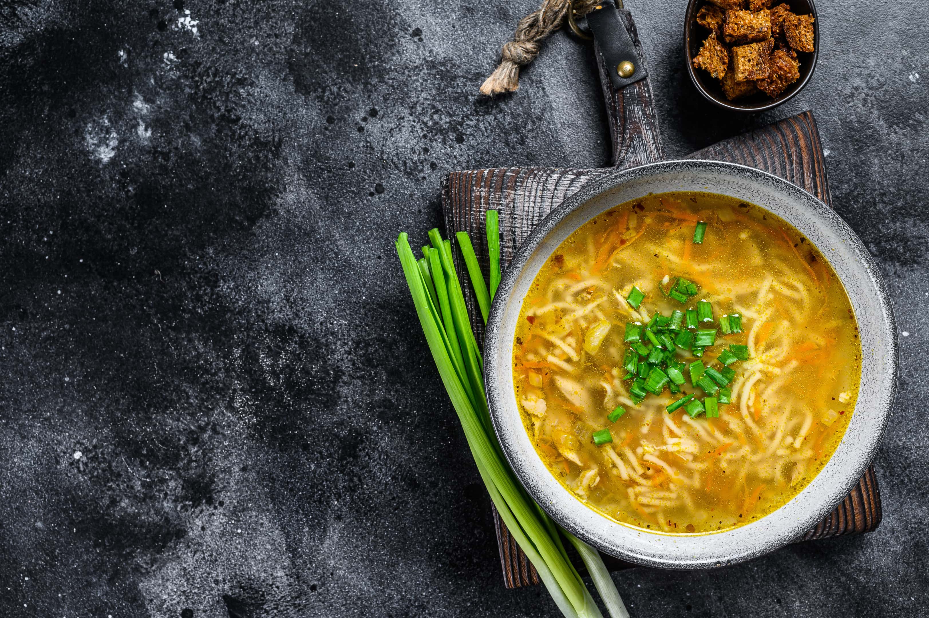 Fresh homemade noodle chicken soup
