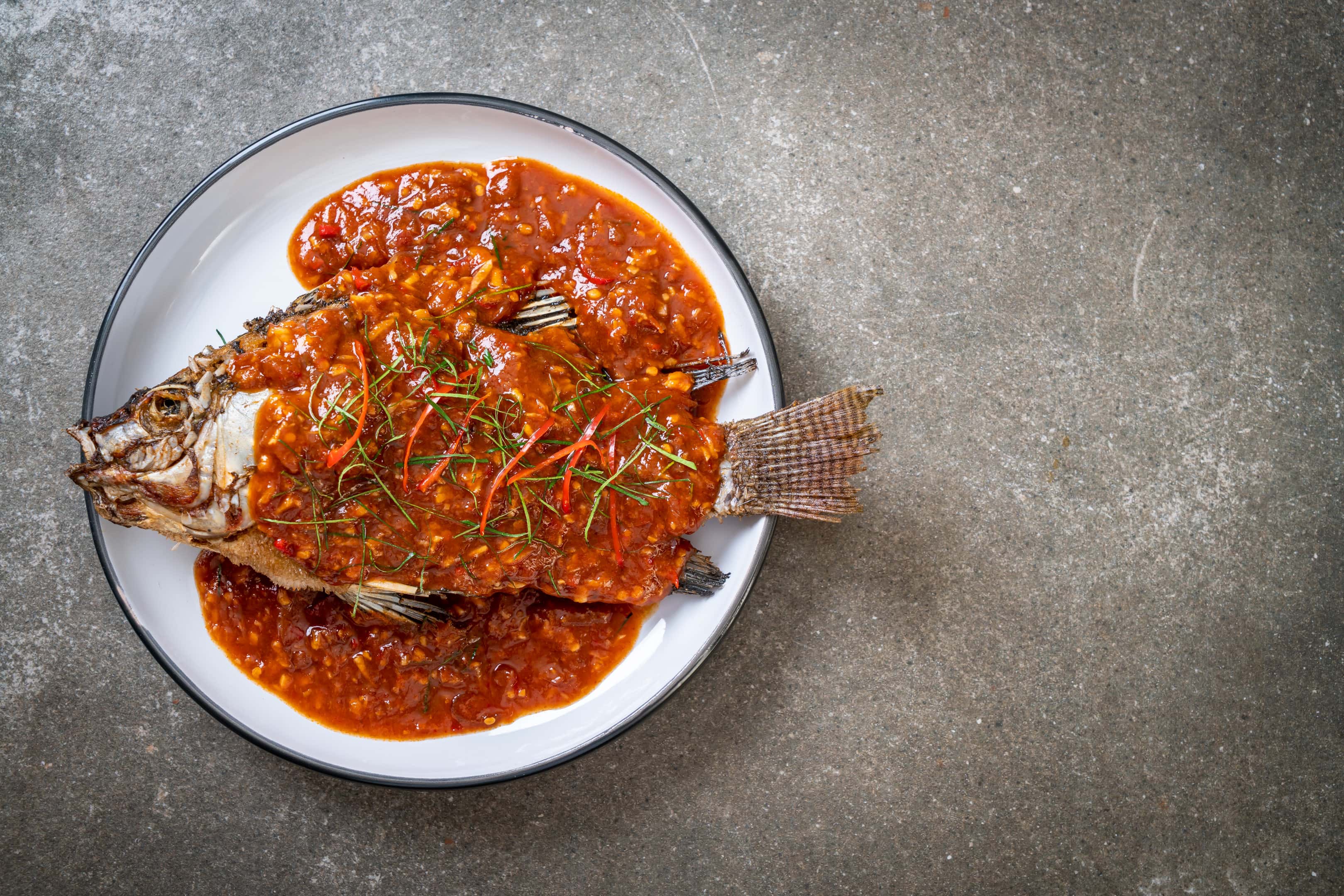 Fried fish with xo sauce — nucleic acids food