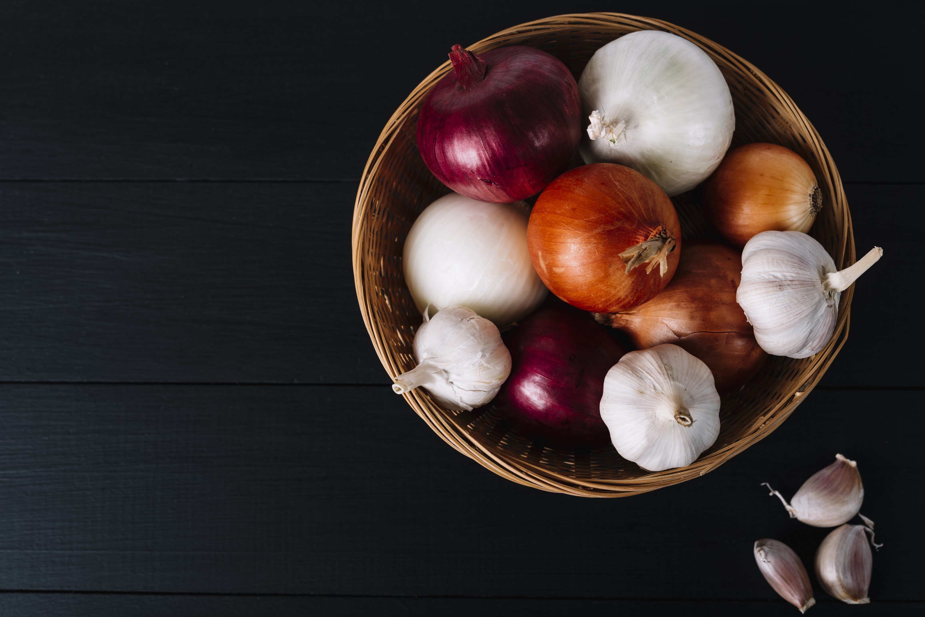 Garlic and onions basket