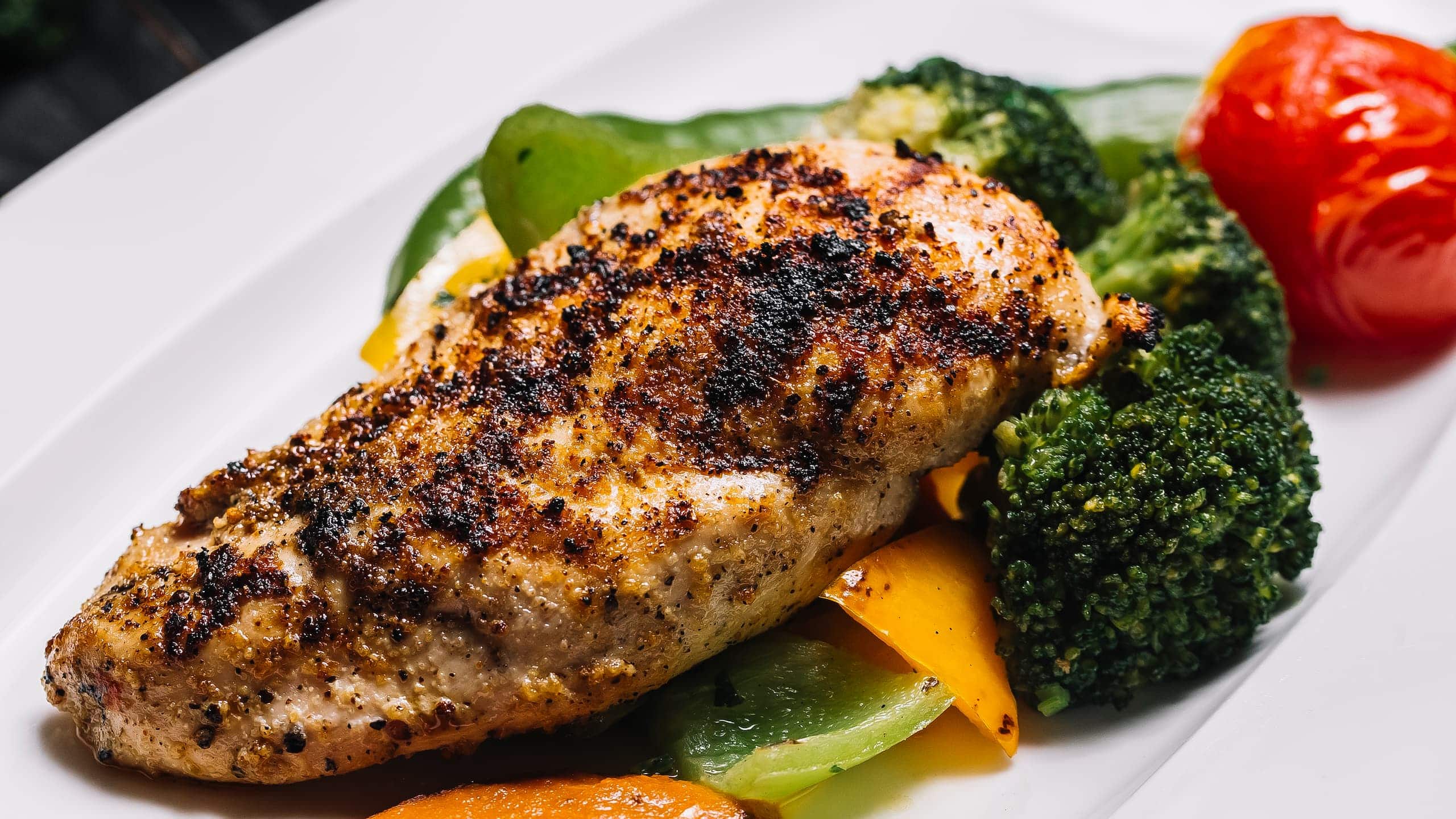 Texas Roadhouse herb crusted chicken with grilled vegetables