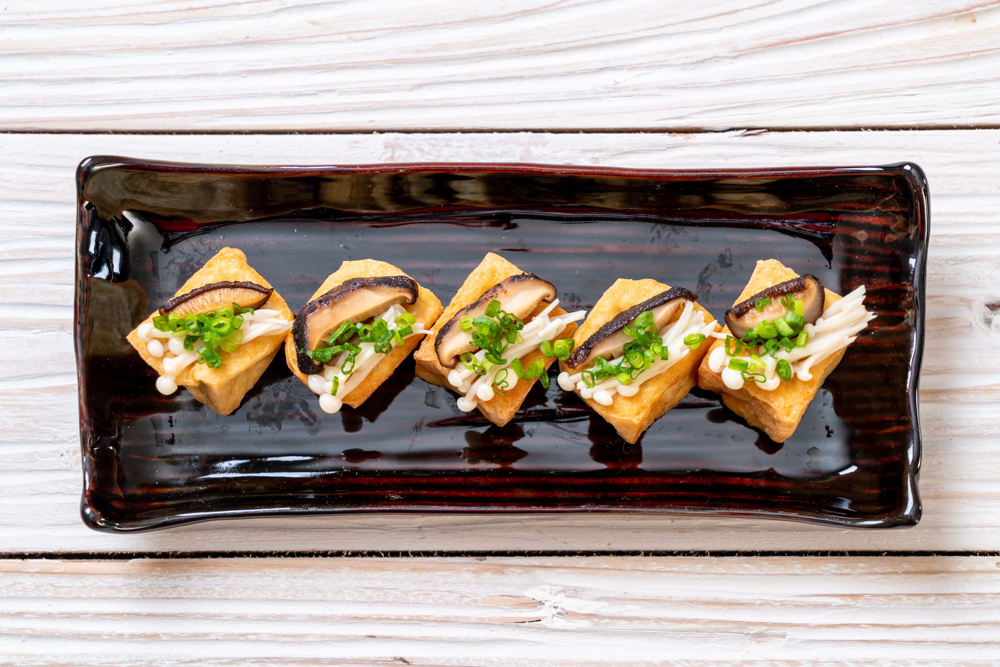 Grilled Tofu with Shitake Mushroom and Golden Needle Mushroom