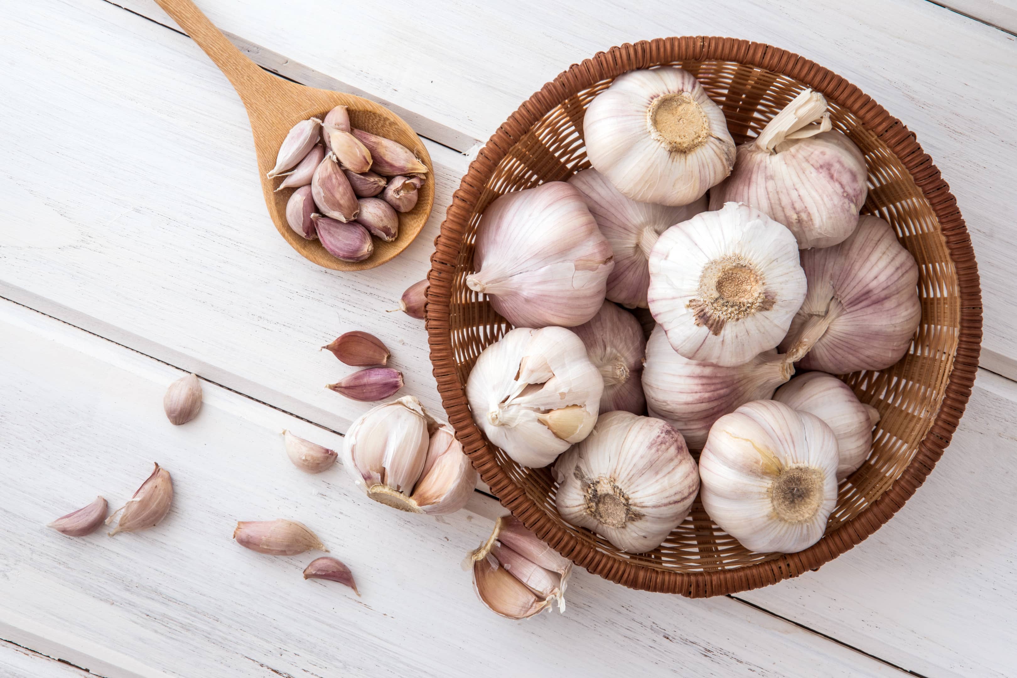 Garlic cloves in a basket