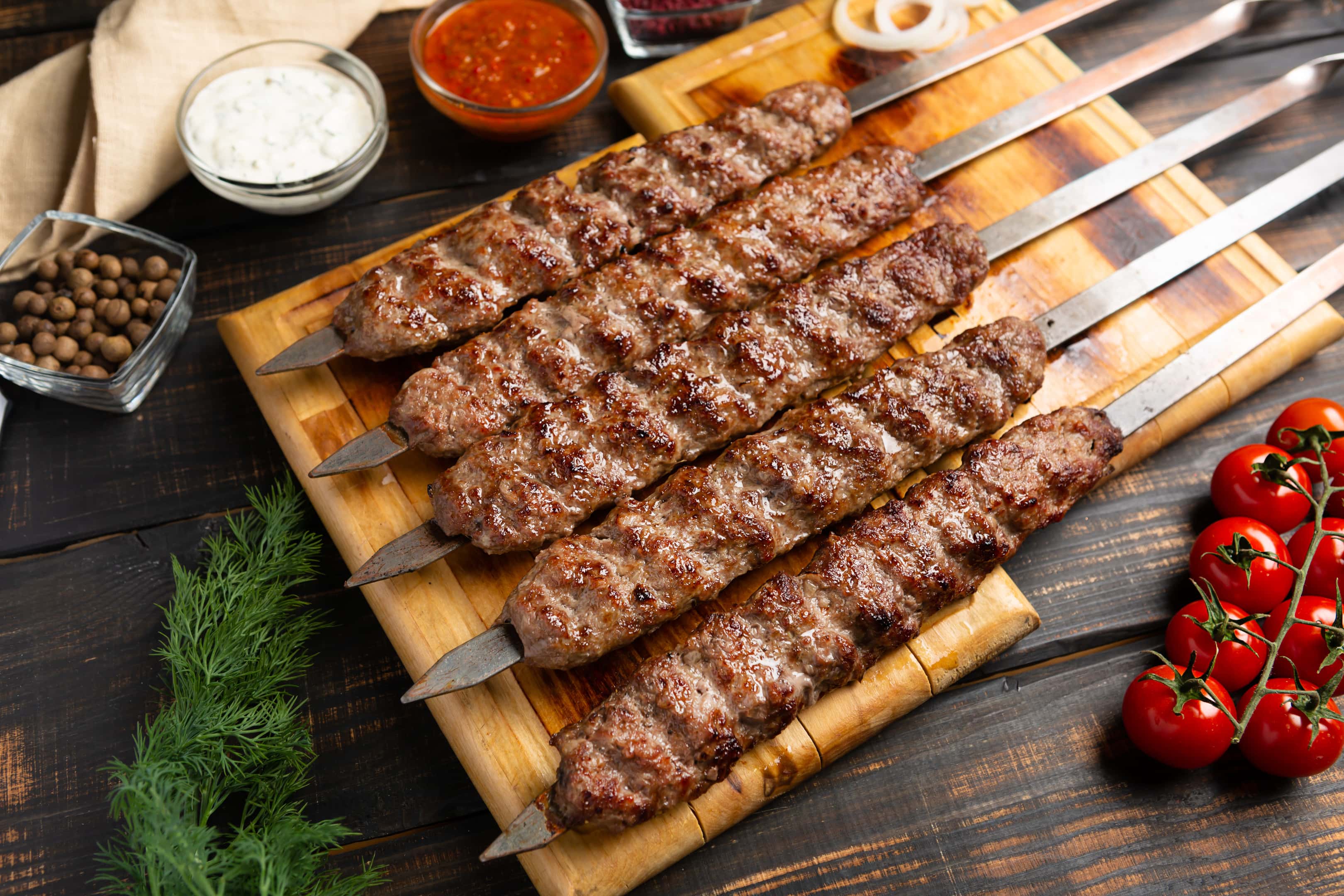 Kebab made from minced beef and lamb meat