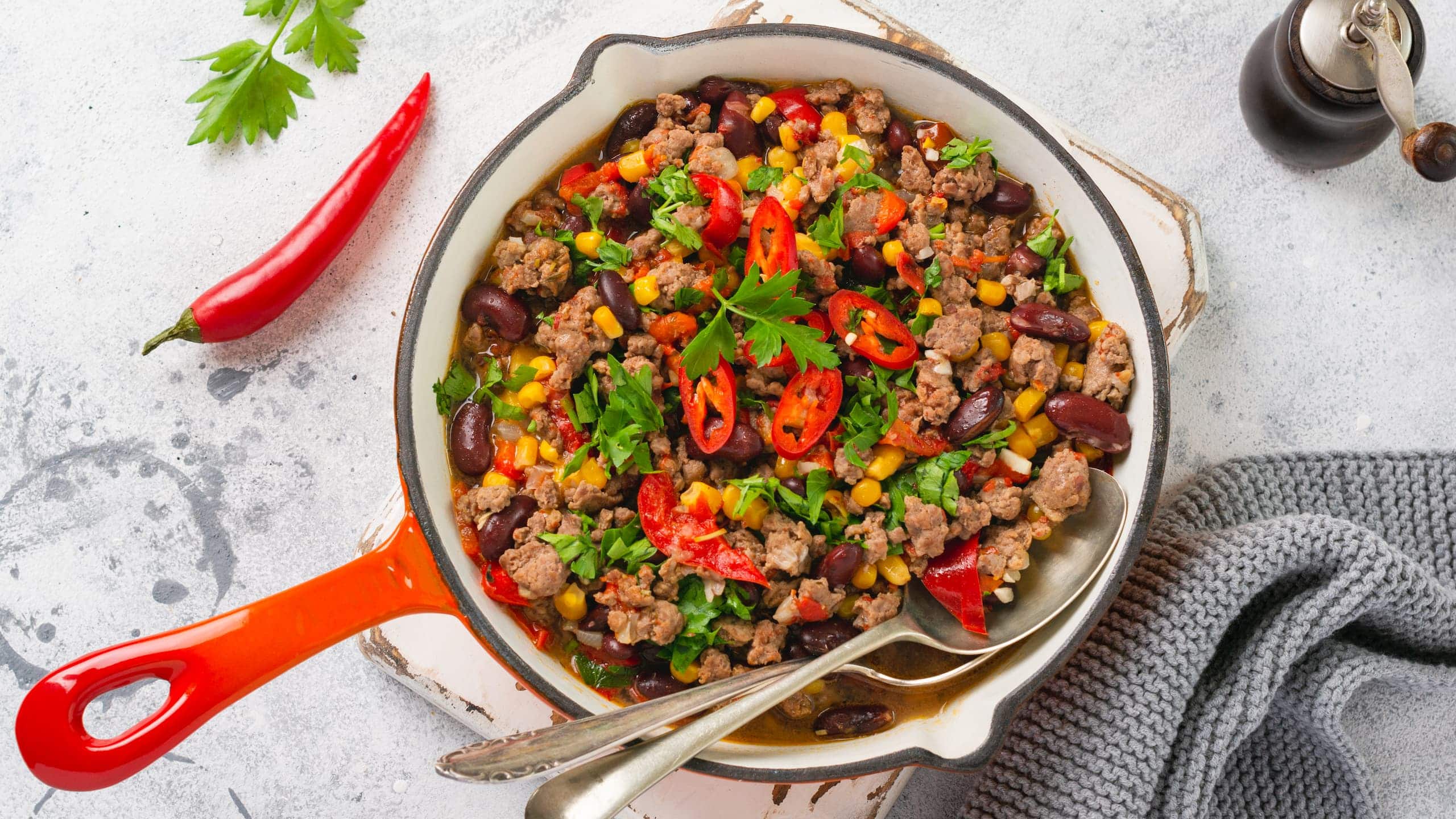 Monster Mash with minced meat, vegetables, and tomato sauce