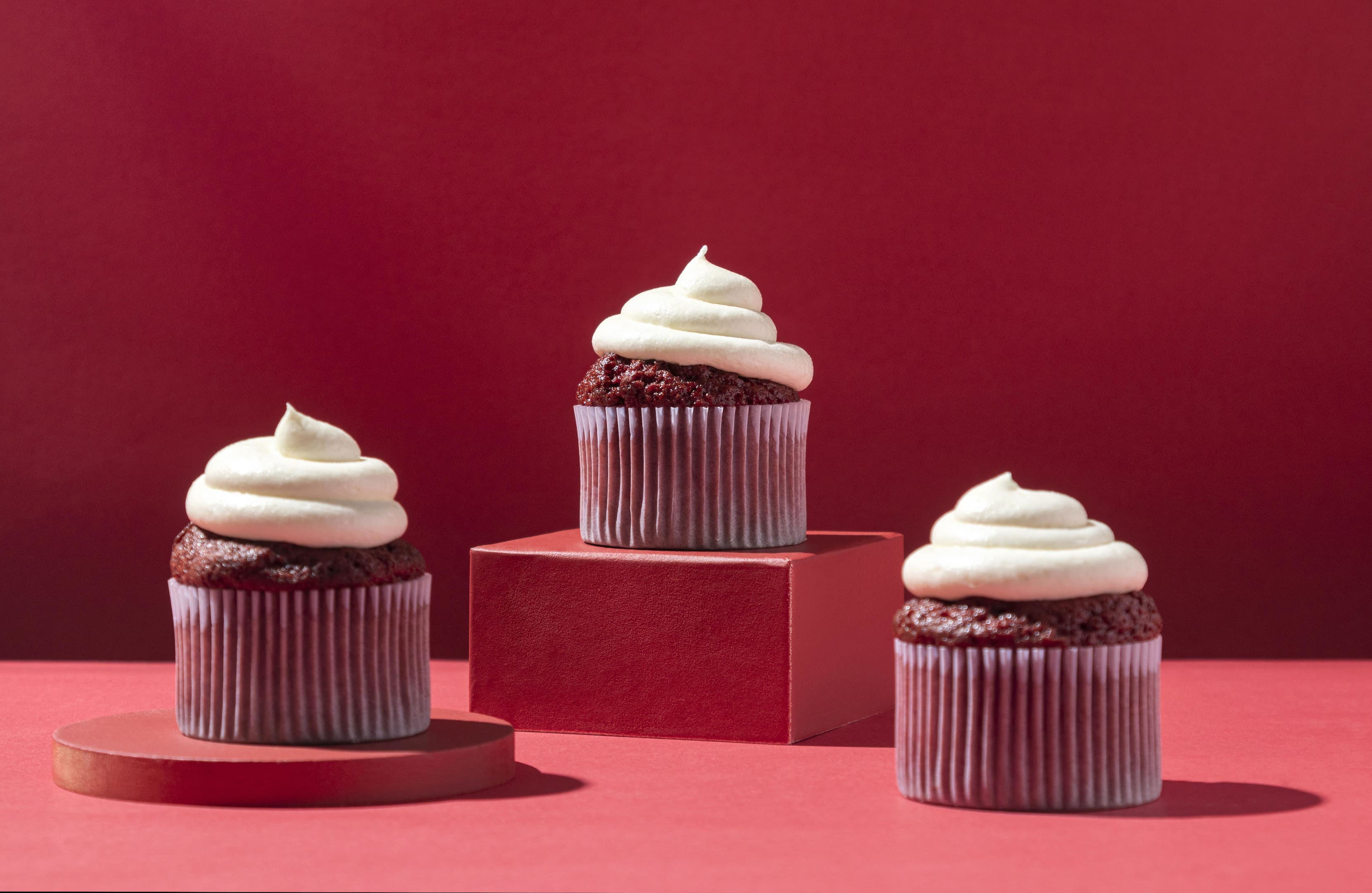 Red velvet cupcakes with cream