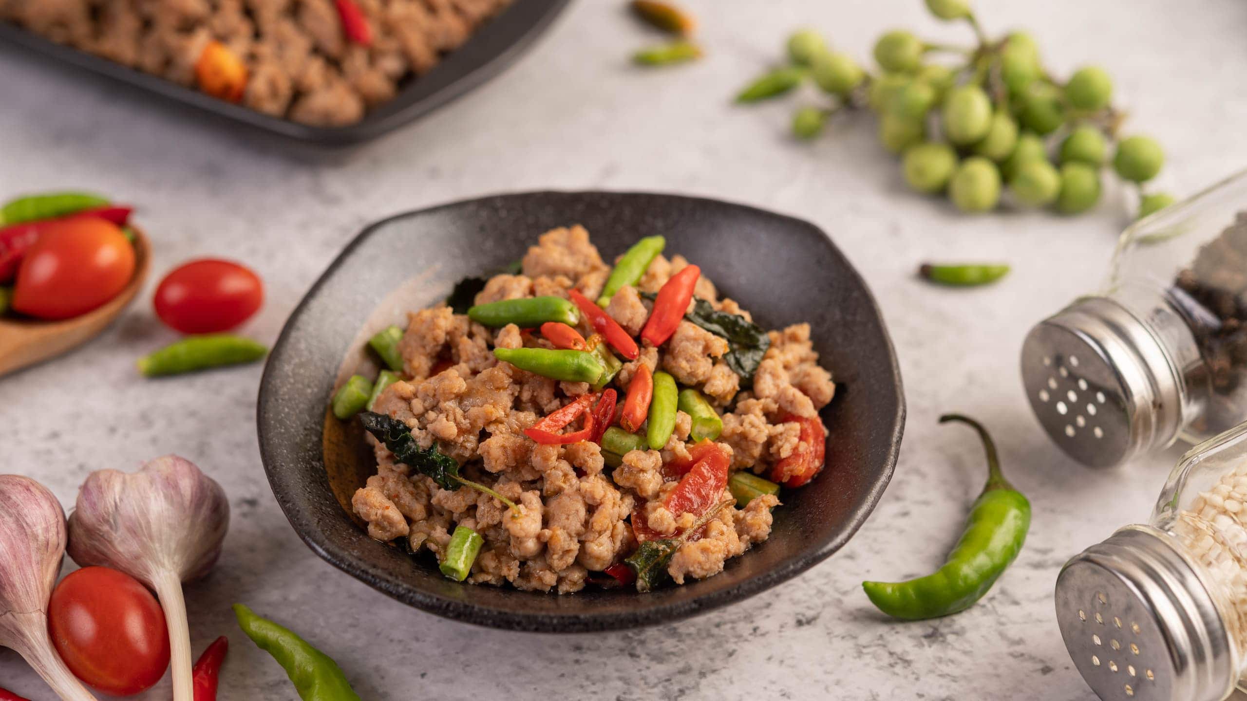 Spicy Monster Mash with minced pork and spices