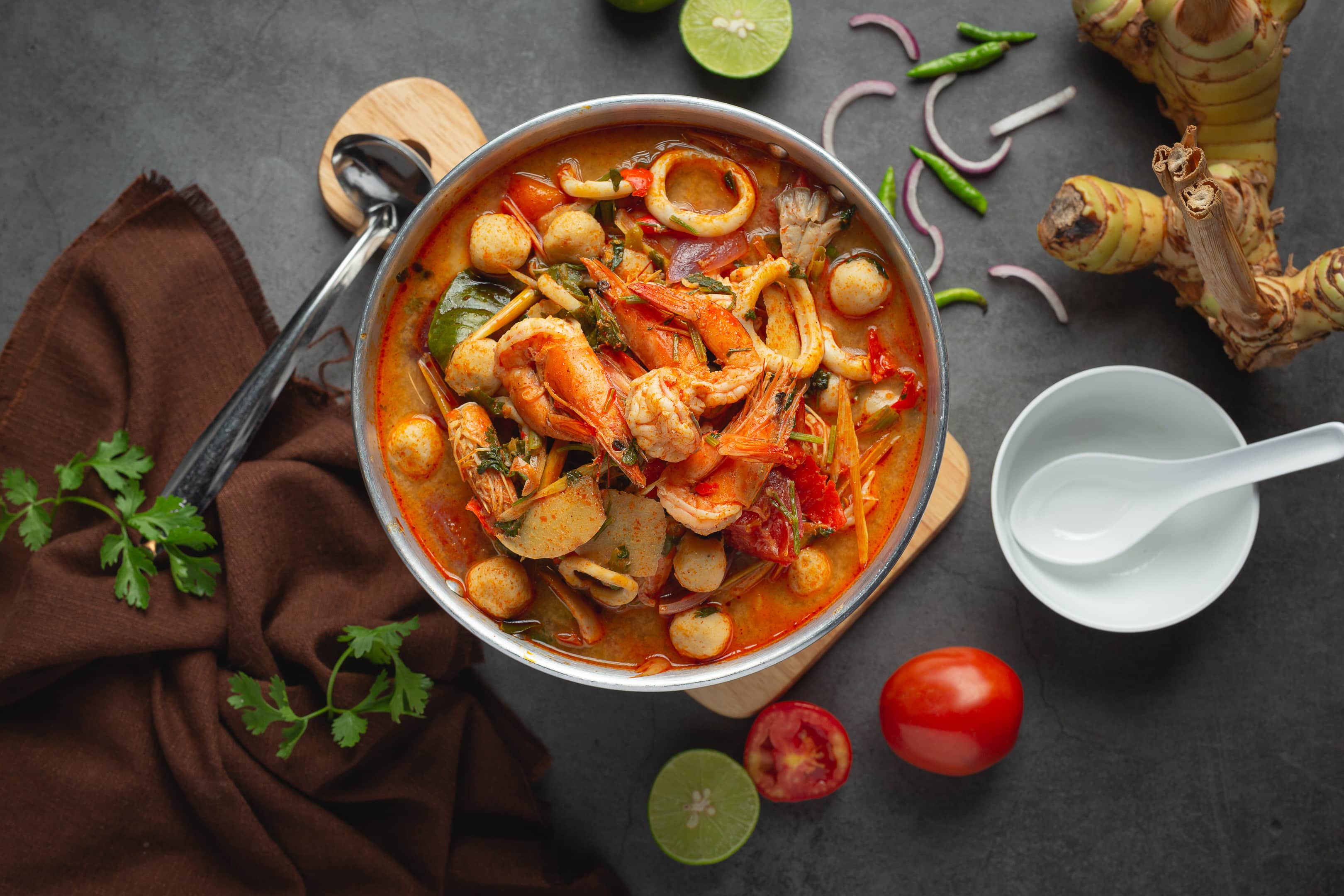 Thai Tom Yum with shrimp and prawns — nucleic acids foods