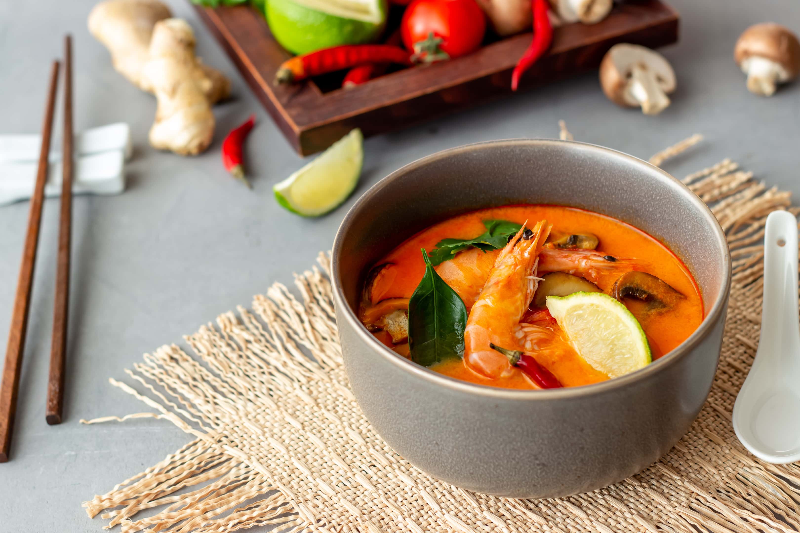 Bowl of tom yum soup