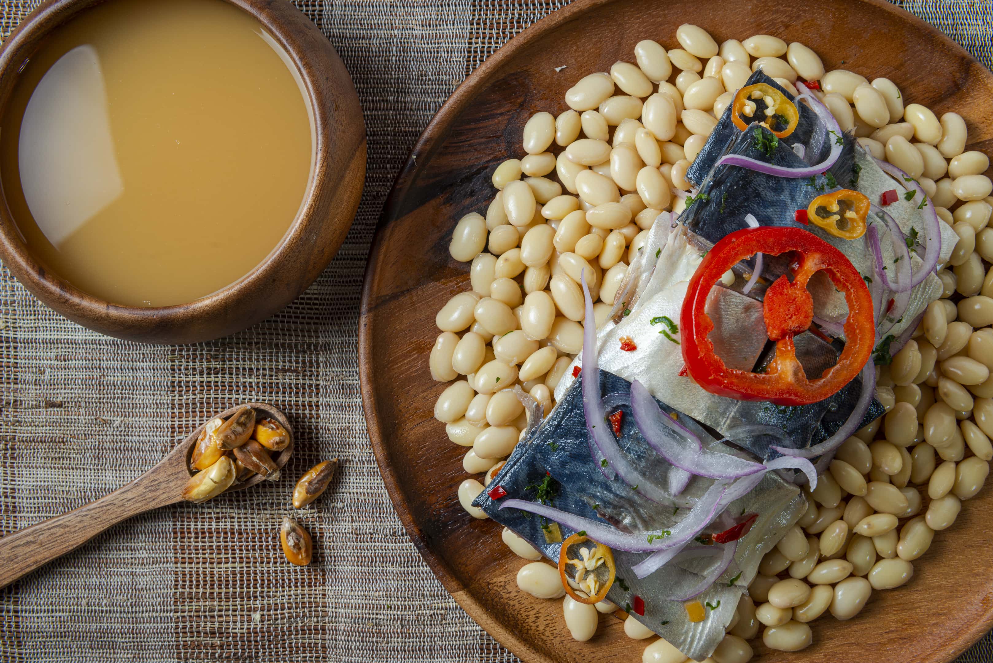 Traditional peruvian mackerel and peruvian beans