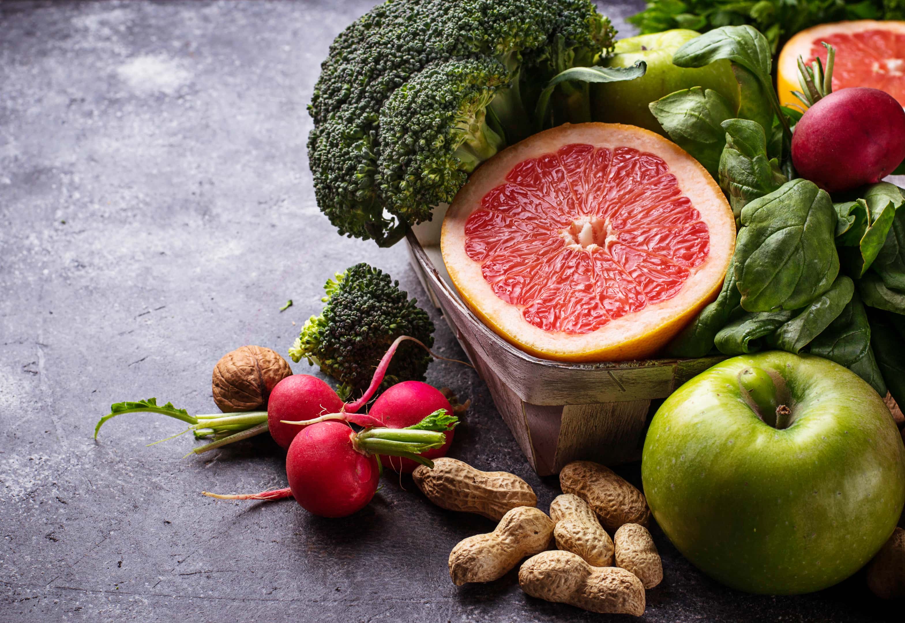 Vegetables, fruits and nuts