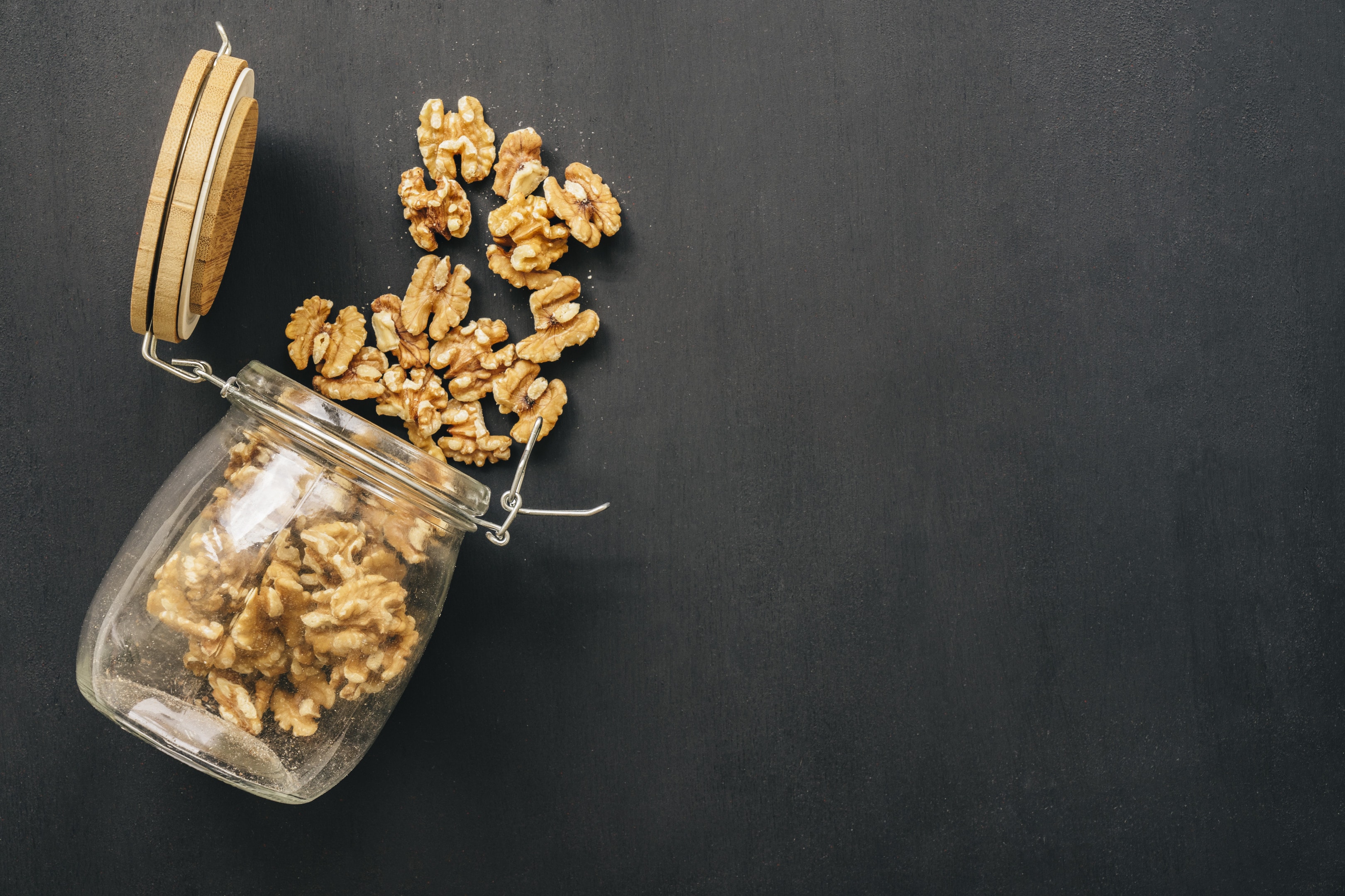 Walnuts in a glass jar