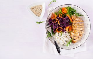 Healthy meal bowl on a light background