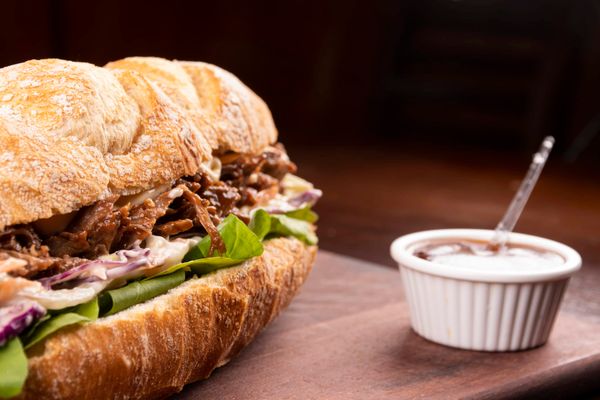 Delicious Portillo's Italian beef sandwich with barbecue sauce