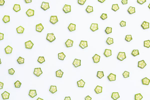 Okra slices — also known as bamia, ladies' fingers and gumbo