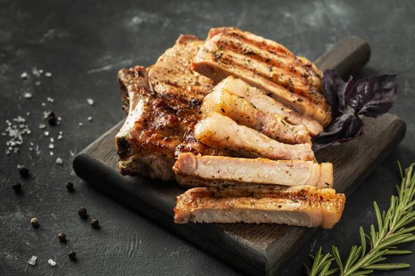 Grilled and sliced pork chops