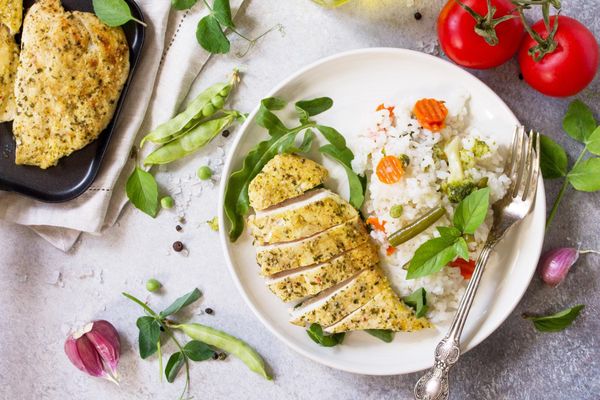 Lemon herb quinoa with grilled chicken