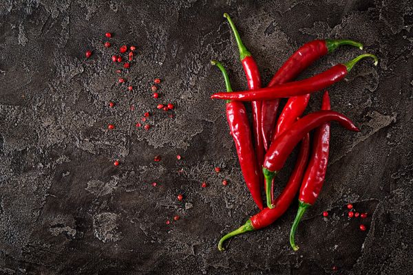 Red hot cayenne chili peppers