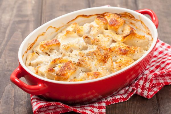 Chicken cobbler in a baking dish