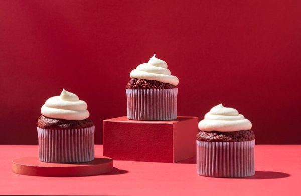 Red velvet cupcakes with cream