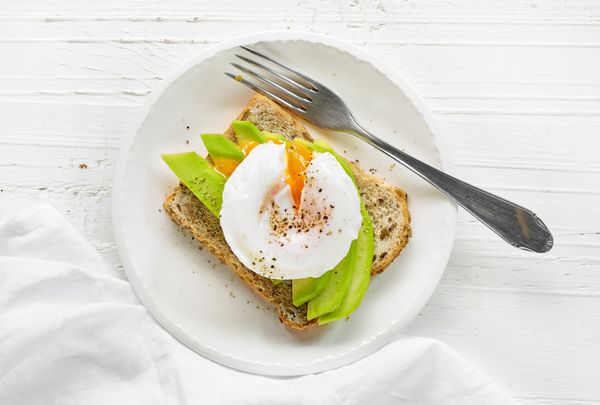 Sandwich with avocado and poached egg