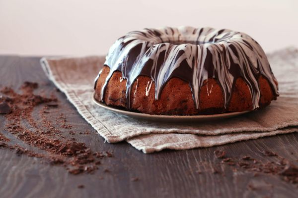 Wine cake with glaze on top